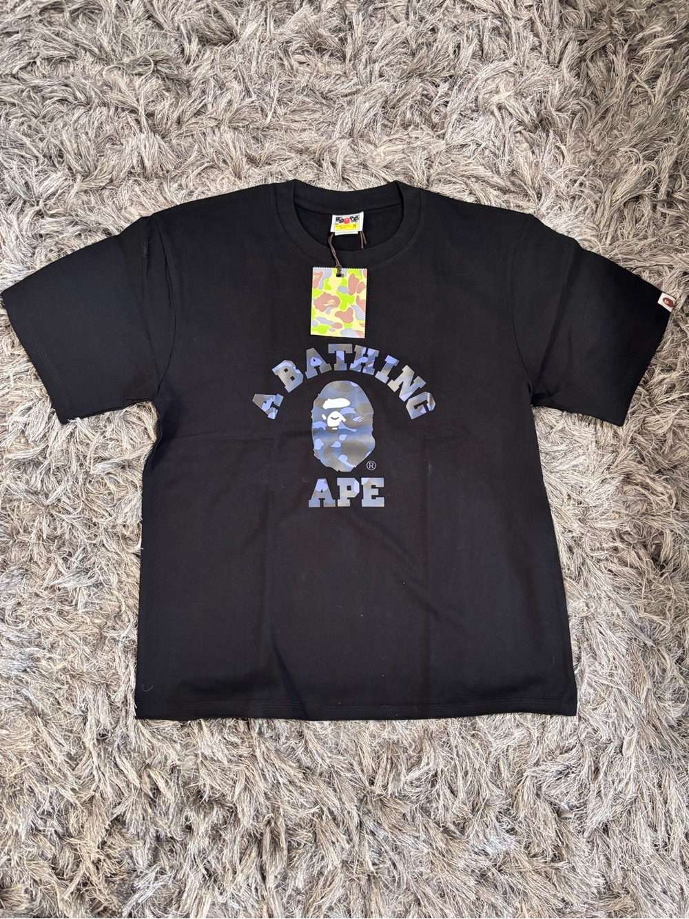 Bape Black T-Shirt with Blue Camo Logo